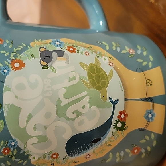 "Save the Earth" mug - blue with a cute message and animals! - Picture 3 of 3